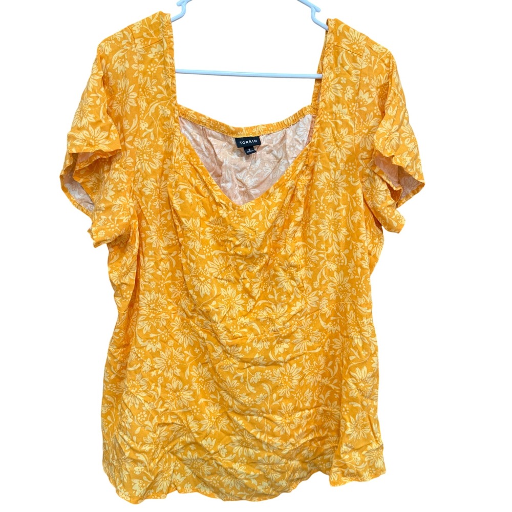 Torrid Women's Floral Print Square Neck Flutter Sleeve Top - Size‎ 2 - 2XL